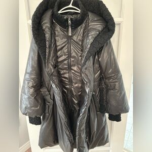 Women's Quilted Gray Puffer Coat